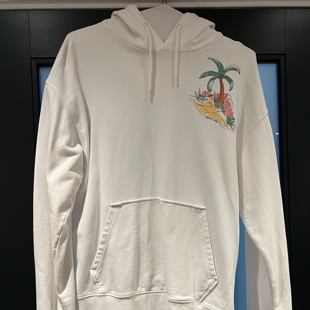 Scotch and Soda Organic Cotton Large White Hooded Sweatshirt